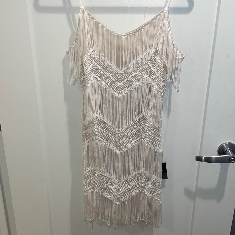 Sequin White and Nude Party Dress! Size L